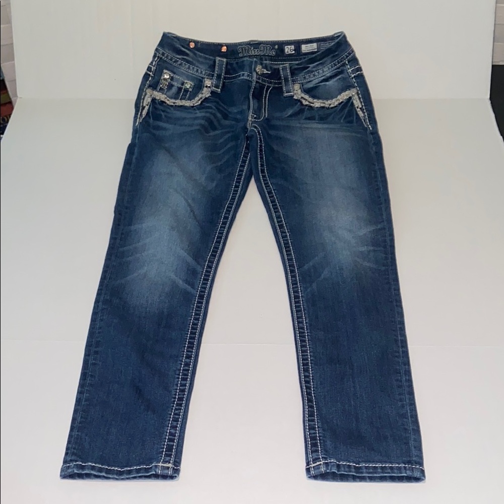Miss Me Women’s Size 26 Mid-Rise Easy Ankle Skinny Denim Blue Jeans